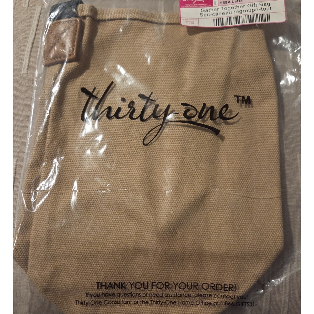 Thirty-One Gather Together Gift Bag Latte‎ Retired NEW